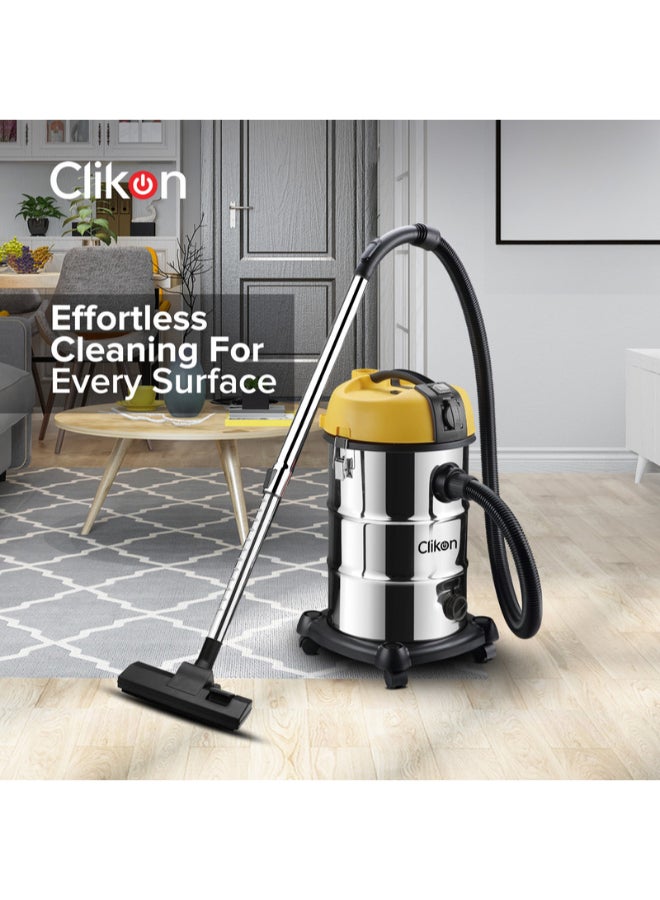 Wet & Dry Vacuum Cleaner 30 L 2200 W CK4445 Yellow/Silver