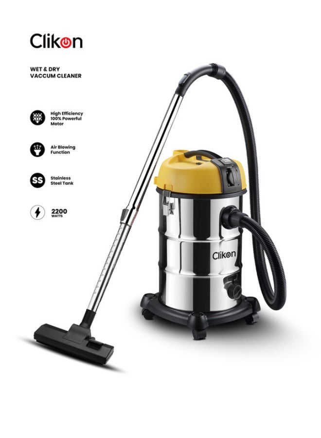 Wet & Dry Vacuum Cleaner 30 L 2200 W CK4445 Yellow/Silver