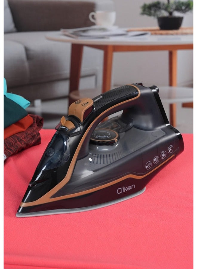 Ceramic Soleplate Steam Iron 2400W – Fast Heating & Smooth Glide for Perfectly Pressed Clothes 2400 W CK4125 Black/Brown