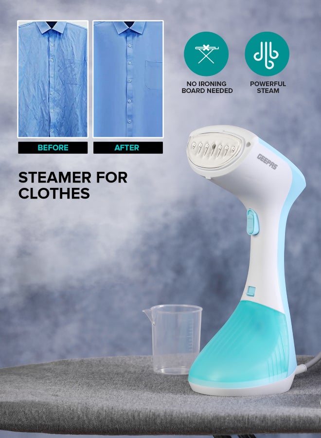Handheld Garment Steamer 1300 W|  Ready to Use in 30 Seconds | Suitable for All Kinds of Fabric and Safe for Delicate Fabrics| Equipped with Stainless Steel Panel and 260 ML Capacity| 2 Years Warranty 260 ml 1300 W GGS25043-GN Green/White