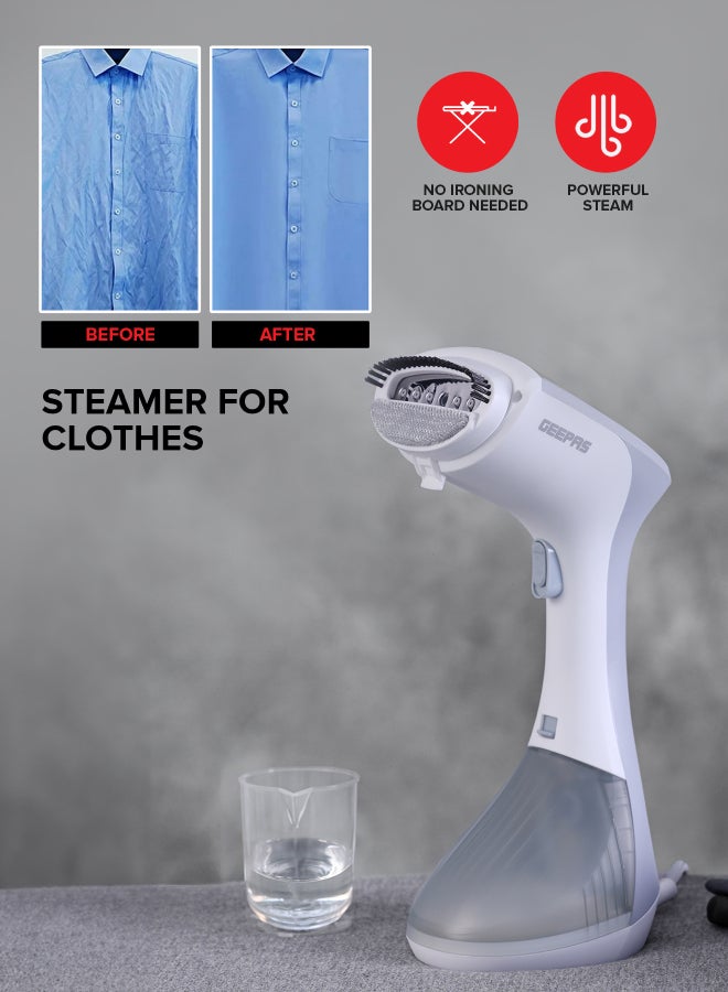 Handheld Garment Steamer 1300 W| Ready to Use in 30 Seconds| Suitable for All Kinds of Fabric and Safe for Delicate Fabrics| Equipped with Stainless Steel Panel and 260 ML Capacity| 2 Years Warranty 260 ml 1300 W GGS25043-GR Grey/White