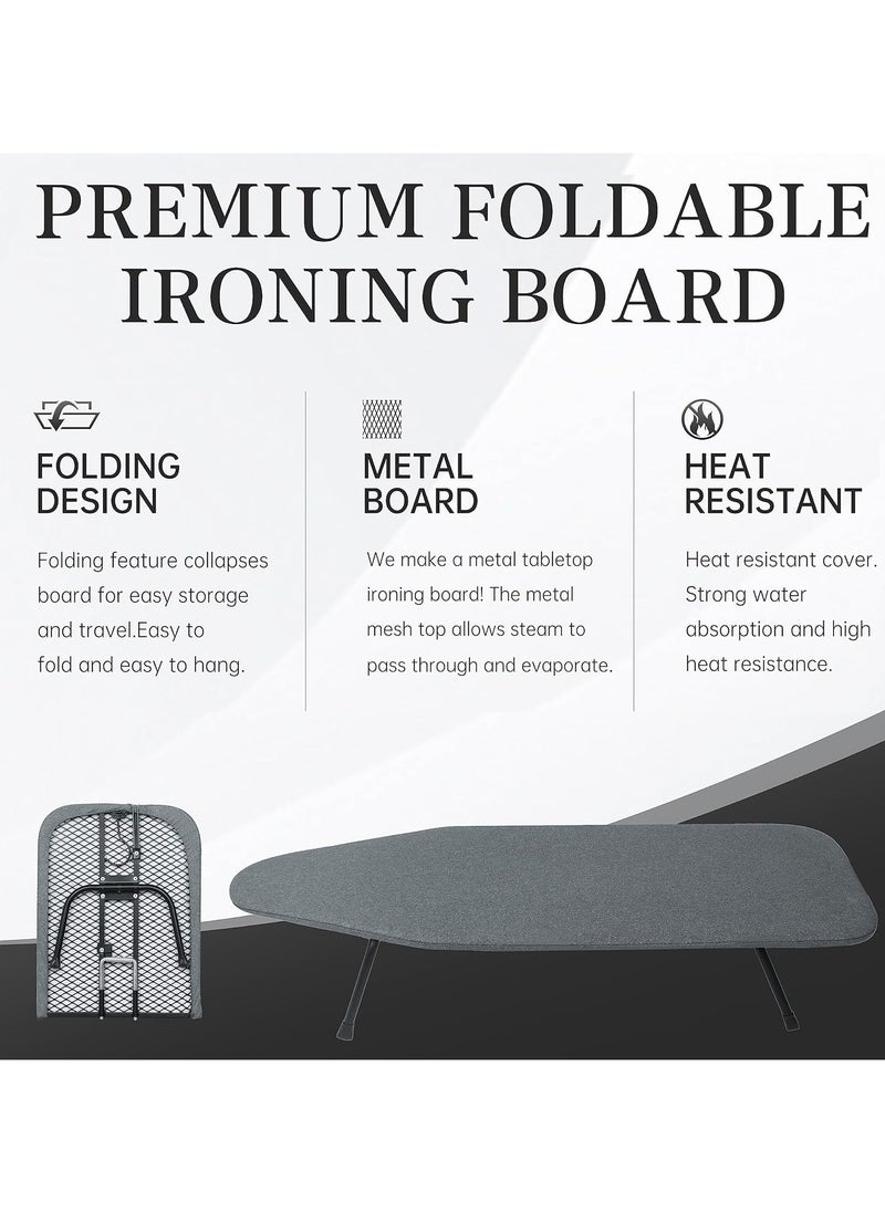 Enyee Tabletop Ironing Board Foldable Iron Board Heavy Duty Small Ironing Board with Heat Resistant Cover and 8mm Thicken Pad 31.5