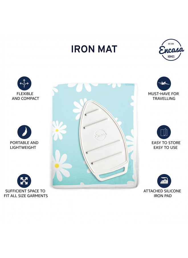 Encasa Homes Ironing Mat/Pad - Metallic Silver (Large 48