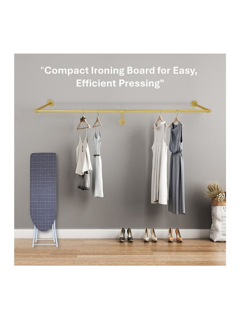 Clean and Care Ironing Board Size A 110cm x 30cm Strong Board 4 Adjustable Heights Iron Durable Stand High Quality Cushion Foldable Space saving Black Checked