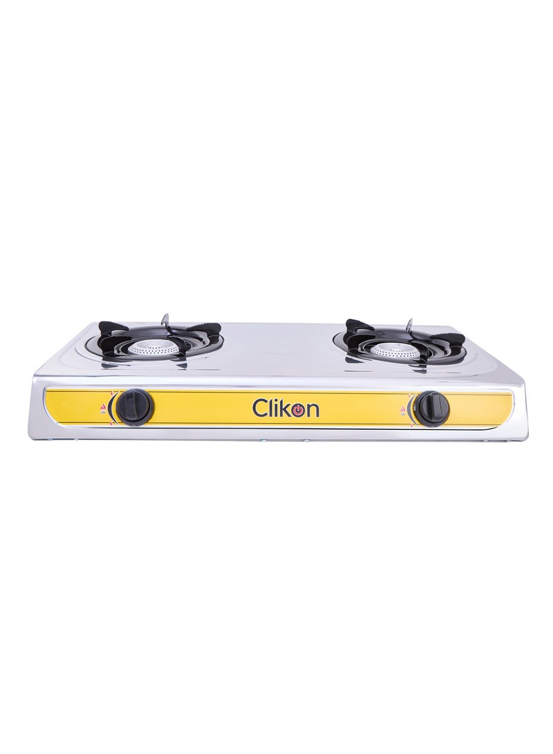 2 Burner Stainless Steel Gas Stove Cooktop CK2144 Yellow/Silver