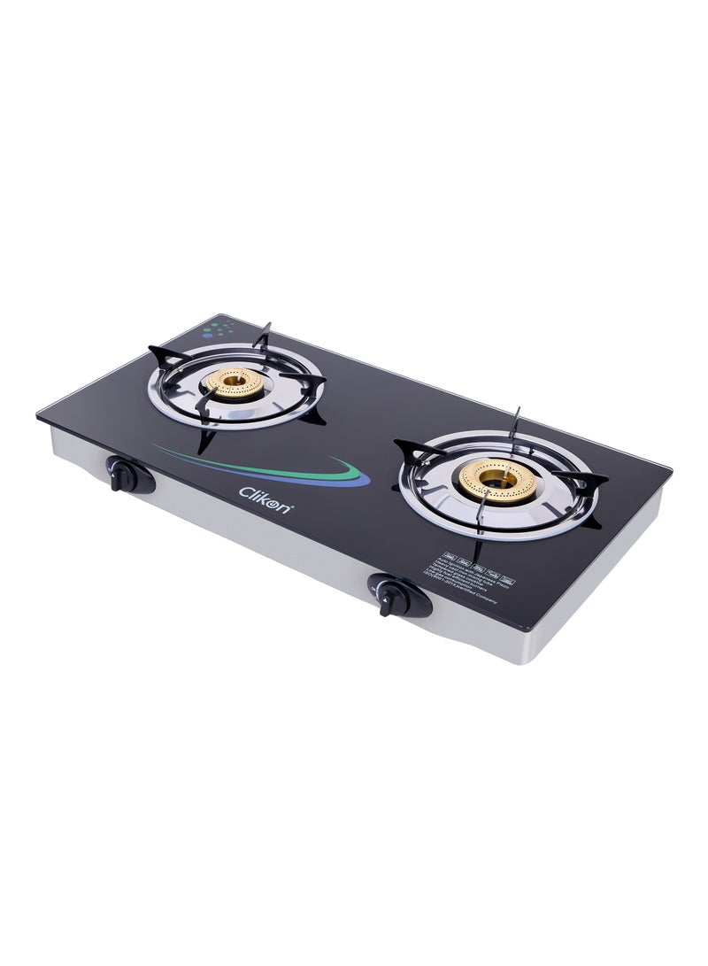 Double Burner Glass Top Gas Stove 2 Burner Glass Top Gas Stove Cooktop CK4270 Black