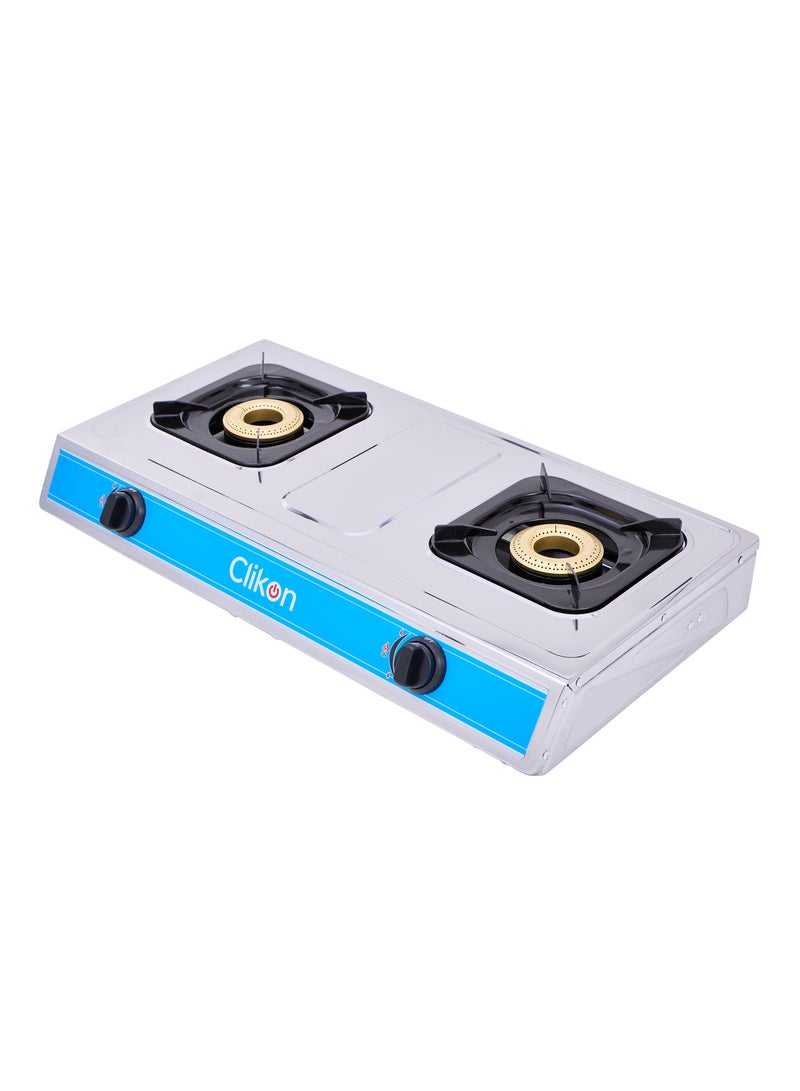 Double Burner Gas Stove 2 Burner Stainless Steel Gas Stove Cooktop CK2141 Blue/Silver