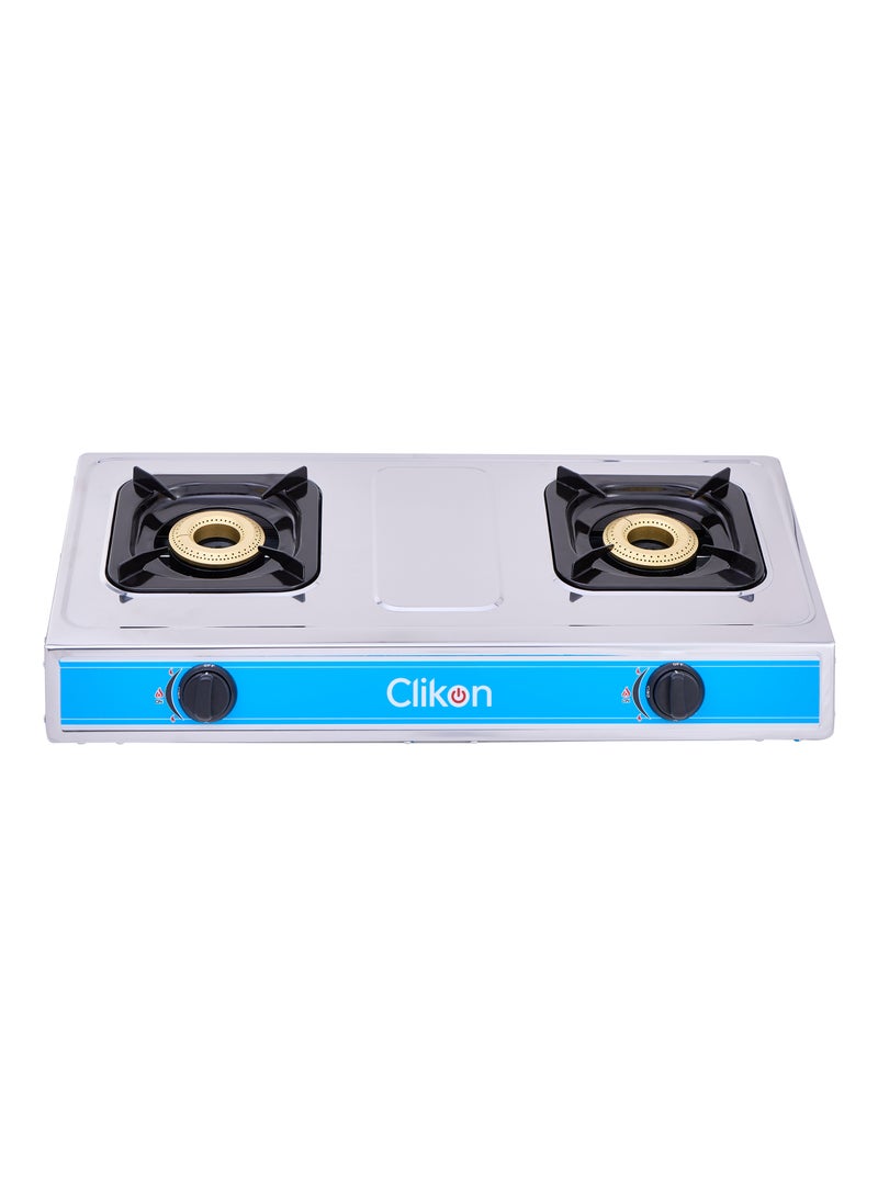 Double Burner Gas Stove 2 Burner Stainless Steel Gas Stove Cooktop CK2141 Blue/Silver