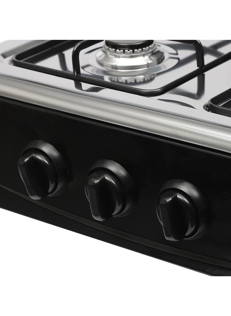 4 Burner Gas Stove Stainless Steel with Air Cover, Gas Hob High-Efficiency Cooktop with Safety Features, Easy to Clean, Heavy Duty Kitchen Gas Cooker, Perfect for Camping, Home Cooking, and Outdoor Use