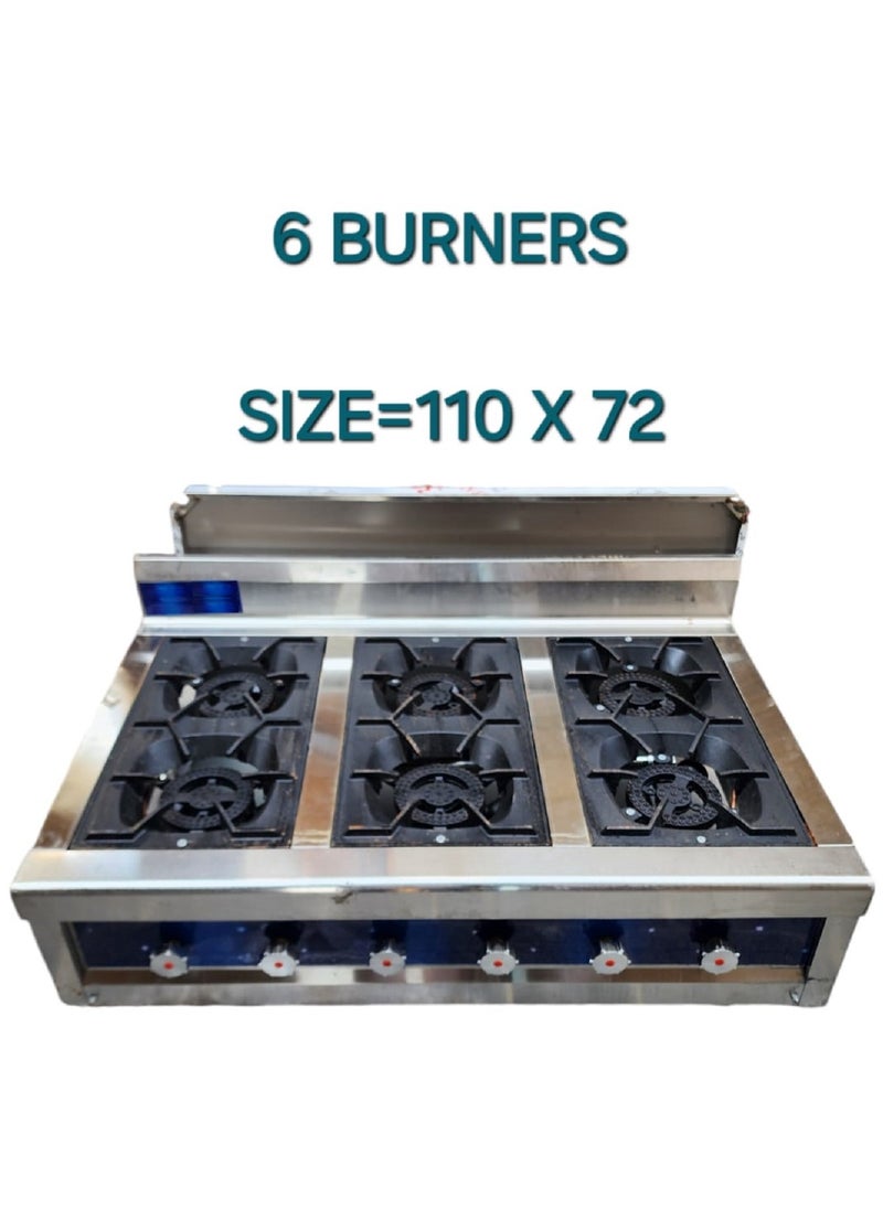 Commercial Gas Cooking Stove Outdoor Kitchen Free Standing Stove 6 High Power Burner