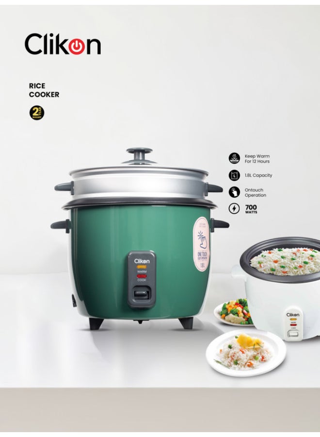 Electric Rice Cooker With Non-Stick Inner Pot 1.8 L 700 W CK2703 Green/Silver