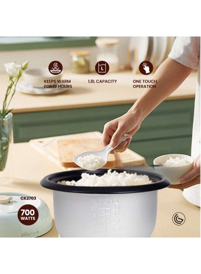 Electric Rice Cooker With Non-Stick Inner Pot 1.8 L 700 W CK2703 Green/Silver