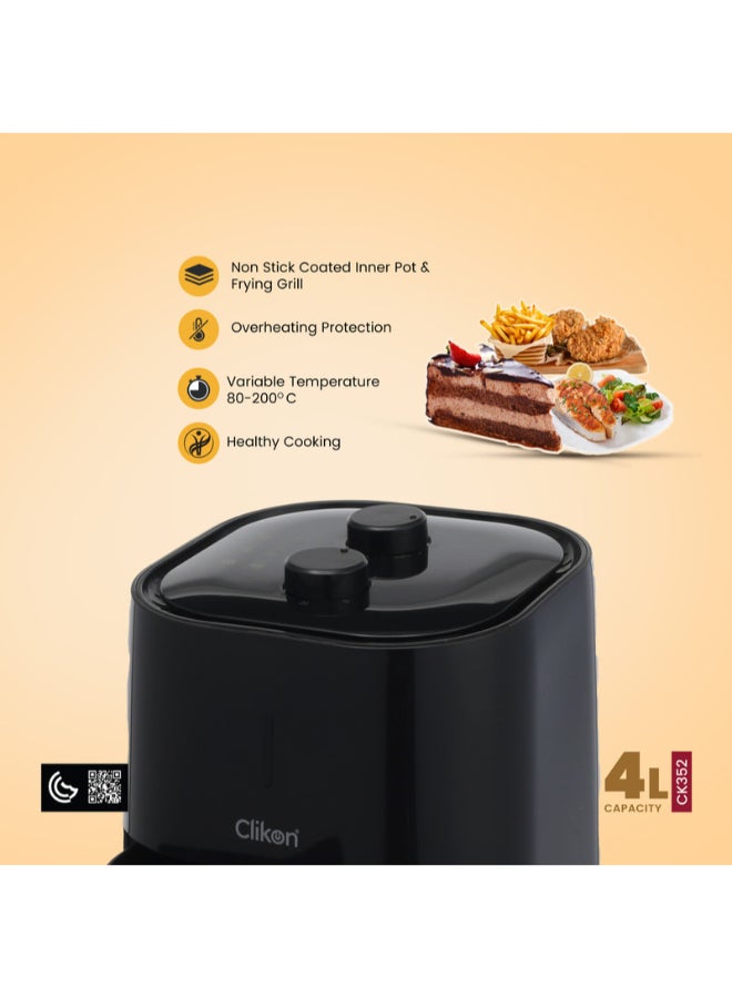 Air Fryer With 4L Non-Stick Container Basket and Dishwasher Safe Basket 4 L 1400 W CK352 Black