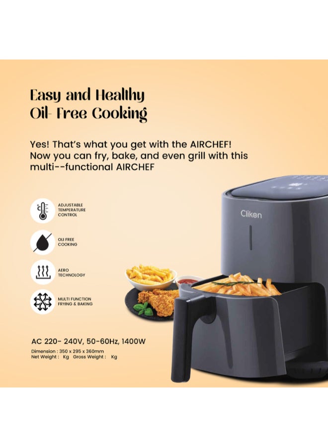 Air Fryer With 4L Non-Stick Container Basket and Dishwasher Safe Basket 4 L 1400 W CK352 Black