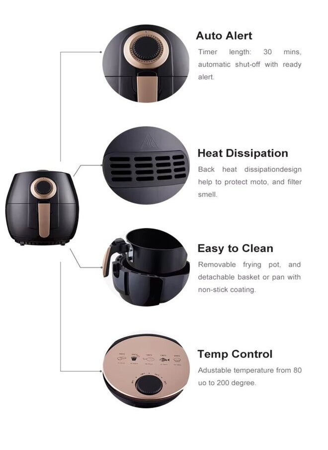 Air Fryer Rapid Air Circulation System with 6.5L + 4.5L Basket, Timer and Adjustable Temperature Control Electric Oven for Healthy Oil Free Cooking Machine