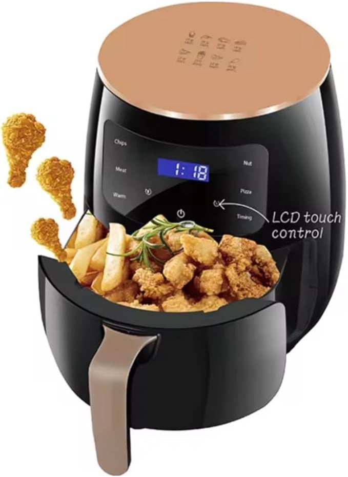 Air Fryer, 6L Non-Stick Basket, 1400W Digital Control, Preheat Function, Stainless Steel Oven - Black 1800W, 5.6L, 7 Presets, Rapid Air Technology, LED Display - Ideal for Frying, Grilling, Roasting,