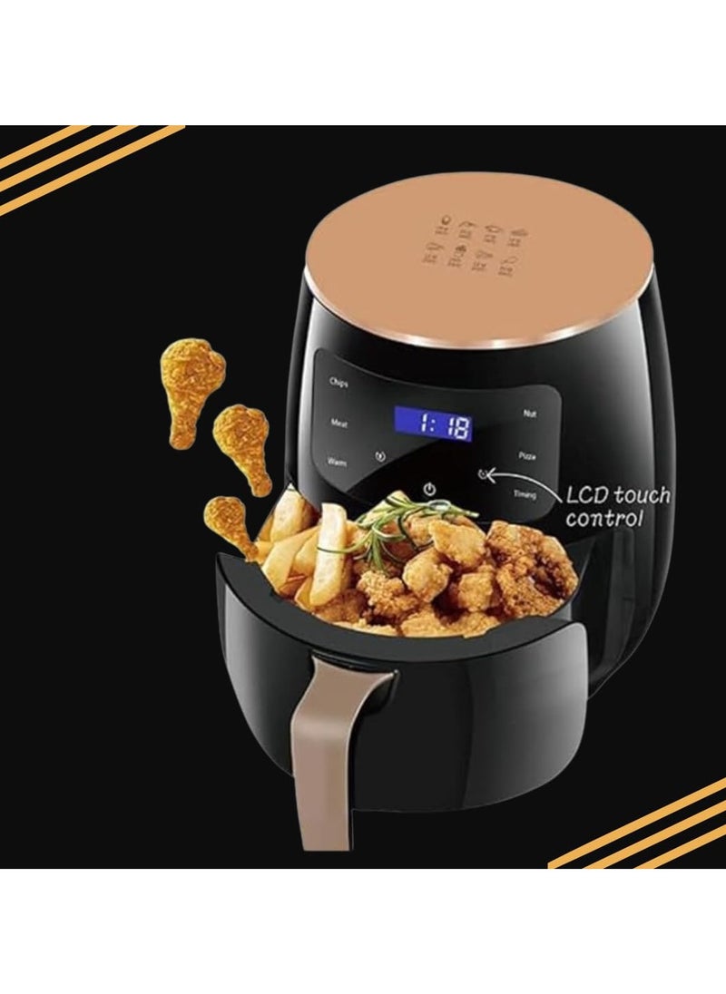 Silver Crest 6L Digital Touch Air Fryer, 2400W Multifunctional, Non-Stick Basket for Frying, Grilling, Roasting, Baking & Toasting - Black