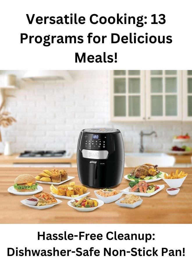 3.7L Digital Air Fryer With 13 Cooking Programs + 1.5L Blender With 400W Motor, Stainless Steel Grinder Mills For Spices And Coffee 5 L 1500 W AF4037-B5+BX365-B5 Black