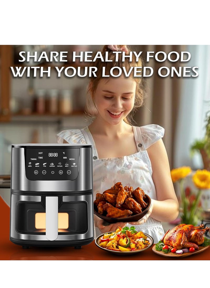 Airfryer 5.5L–Non-Stick bucket & Digital Temperature Control–The smart fryer Ideal for Frying, Grilling, Roasting, Baking, & Toasting Vegetables, French Fries, Meat & Fish (10 free paper liners)