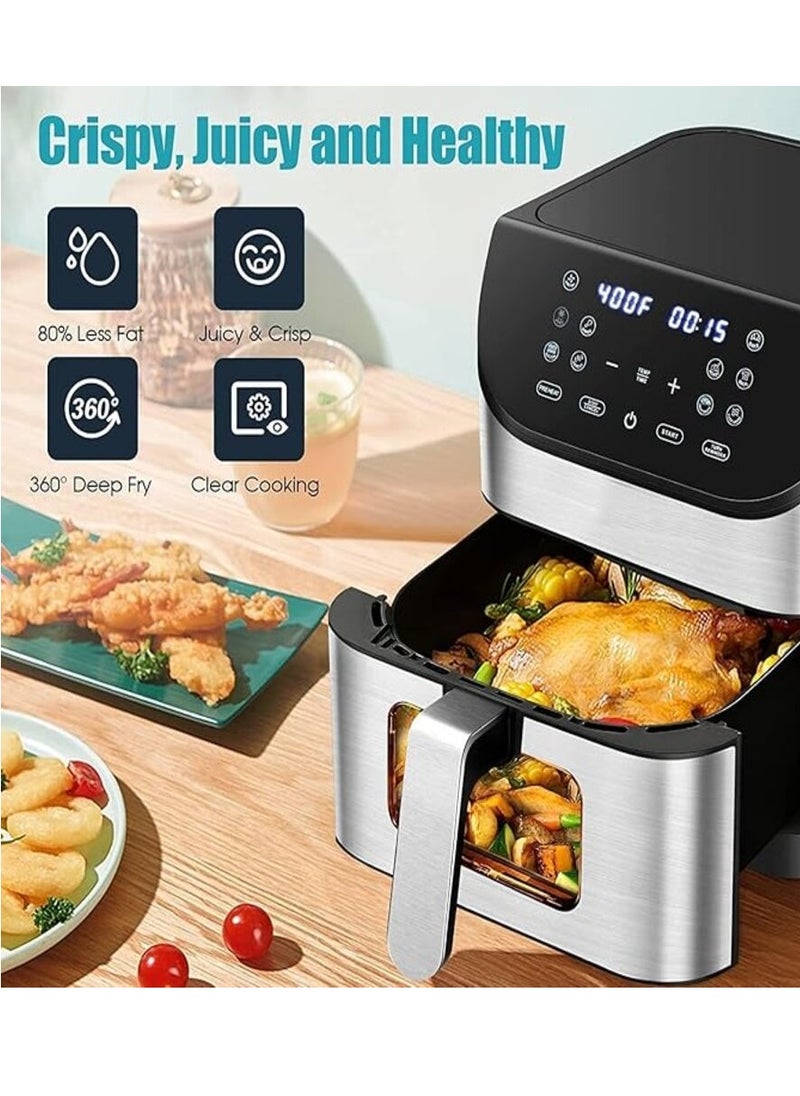 Disnie 12L Air Fryer, Oil less Cooking AirFryer Electric Oven with Large Capacity Non-Stick Basket Visible Cooking Window, Touch Control, 10 Different Customizable Cooking Fryer