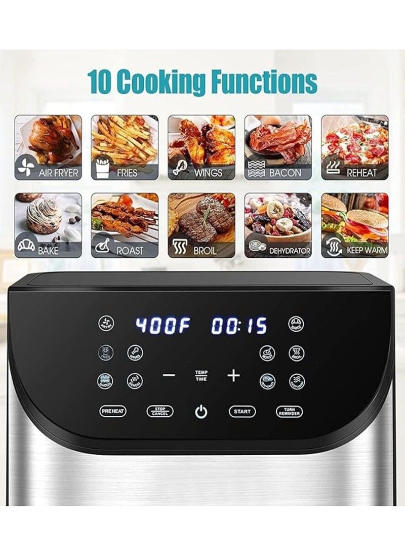 Disnie 12L Air Fryer, Oil less Cooking AirFryer Electric Oven with Large Capacity Non-Stick Basket Visible Cooking Window, Touch Control, 10 Different Customizable Cooking Fryer