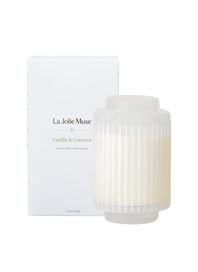 LA JOLIE MUSE Vanilla & Coconut Scented Candles, Candles Gifts for Women, Natural Soy Wax Candles for Home Scented, 80 Hours Long Burning