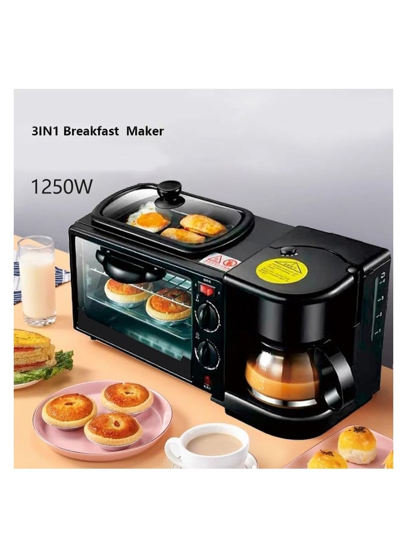 3 in 1 breakfast maker oven griddle pan and coffee machine made with premium quality material and updated electronics break fast machine Includes frying pan oven and coffee maker