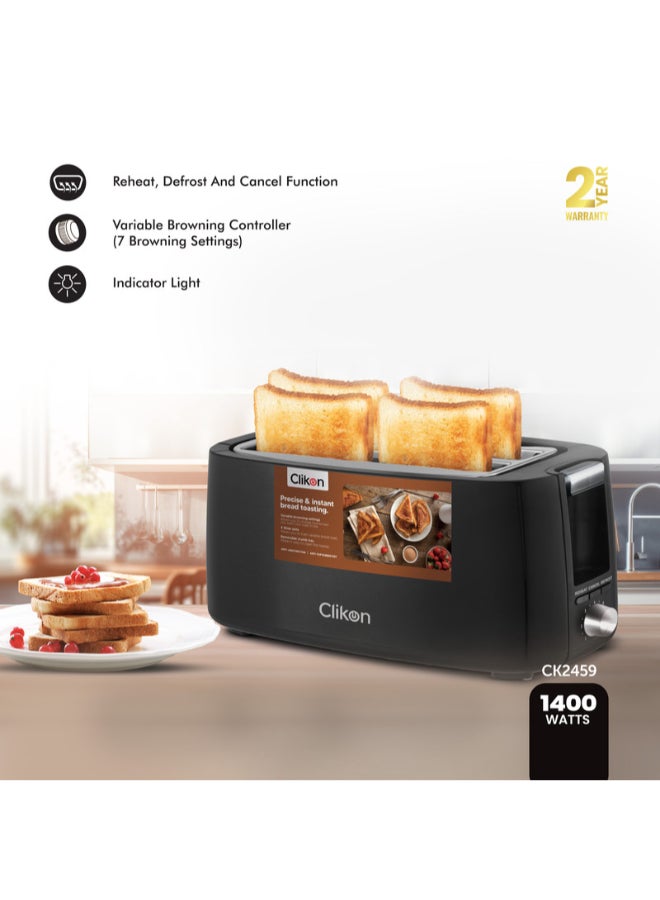 4-Slice Cool Touch Bread Toaster 1200 W CK2459 Black