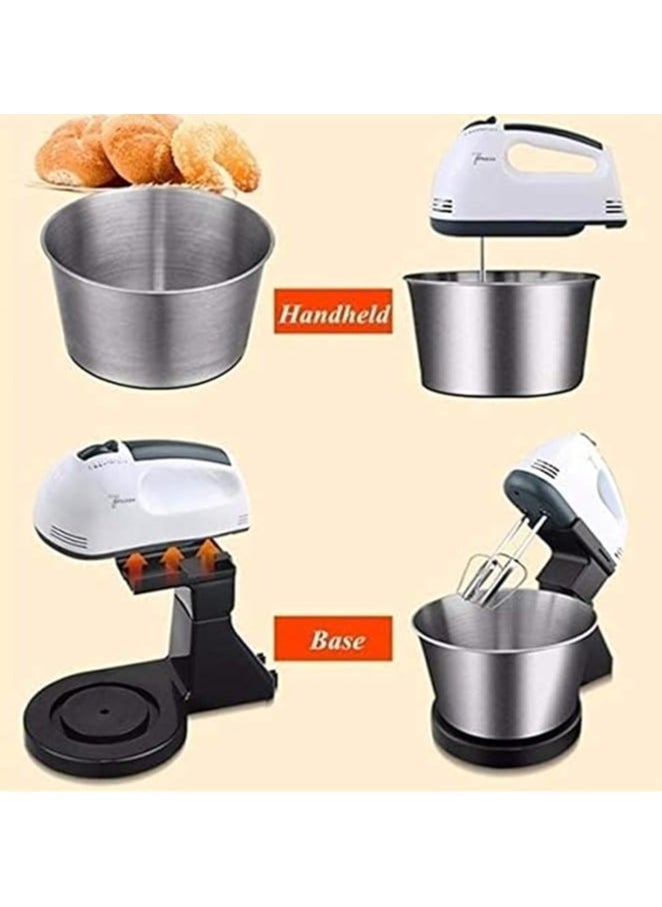 2 in 1 Hand & Stand Mixer with Whisk Stainless Stee Kitchen Food Stand Mixer Cream Egg Whisk Blender Cake Dough Mixer