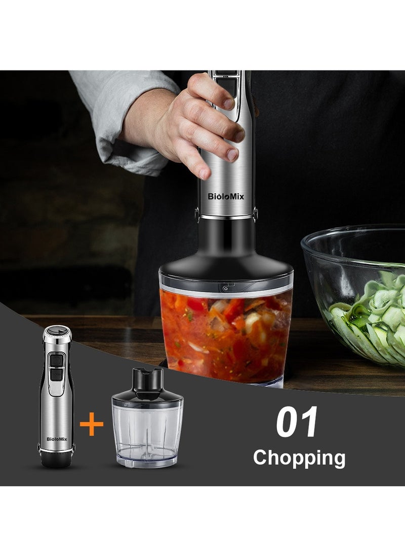 BioloMix - high power hand blender, 4 in 1, 1200W, includes stainless steel ice blades, chopper and smoothie bowl.