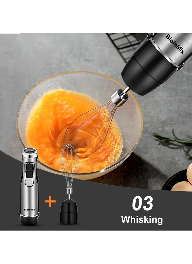 BioloMix - high power hand blender, 4 in 1, 1200W, includes stainless steel ice blades, chopper and smoothie bowl.