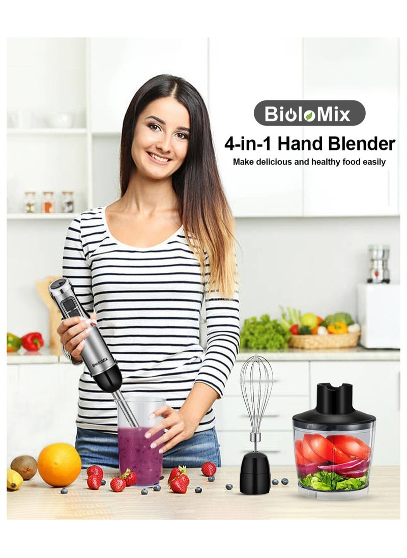 BioloMix - high power hand blender, 4 in 1, 1200W, includes stainless steel ice blades, chopper and smoothie bowl.