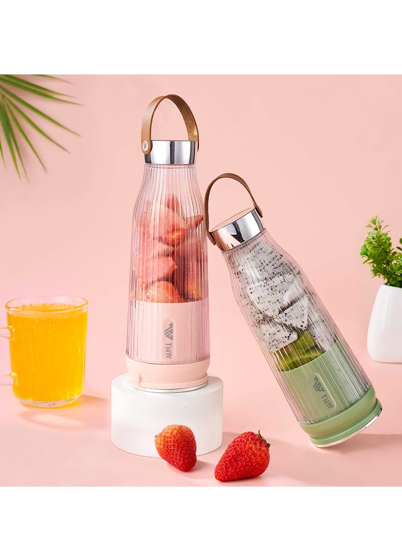 TNW Portable Juicer Cup Fruit Electric Juice Blender 500ML USB Mini Personal Fruit Blender Multifunctional Juicer Drink Blender for Smoothies, Household Fruit Mixer (White)