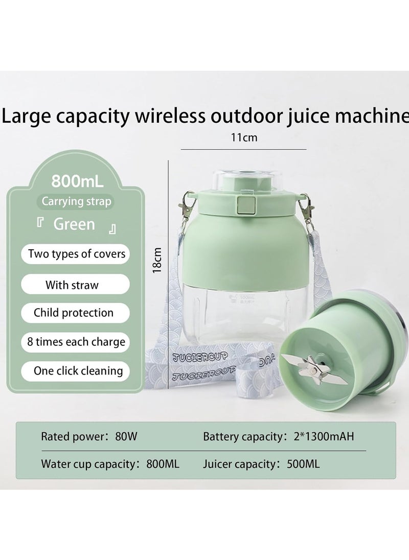 Portable USB Rechargeable Blender for Shakes and Smoothies ,10 Blade Cutting Power, 800ml Juicer Cup - BPA Free, 80W Power - Ideal for Sports, Travel, and Outdoors