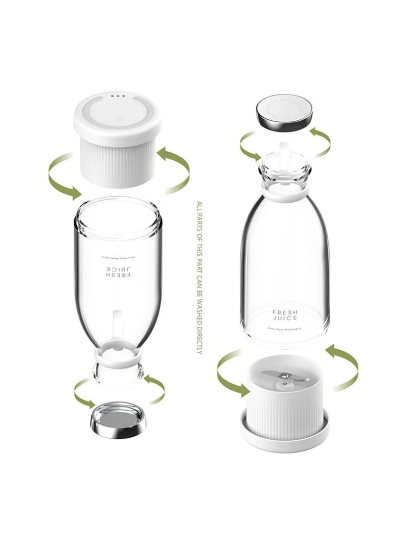 Rechargeable Portable Hand Blender 350ml White | USB Juicer & Smoothie Mixer | Compact & Powerful