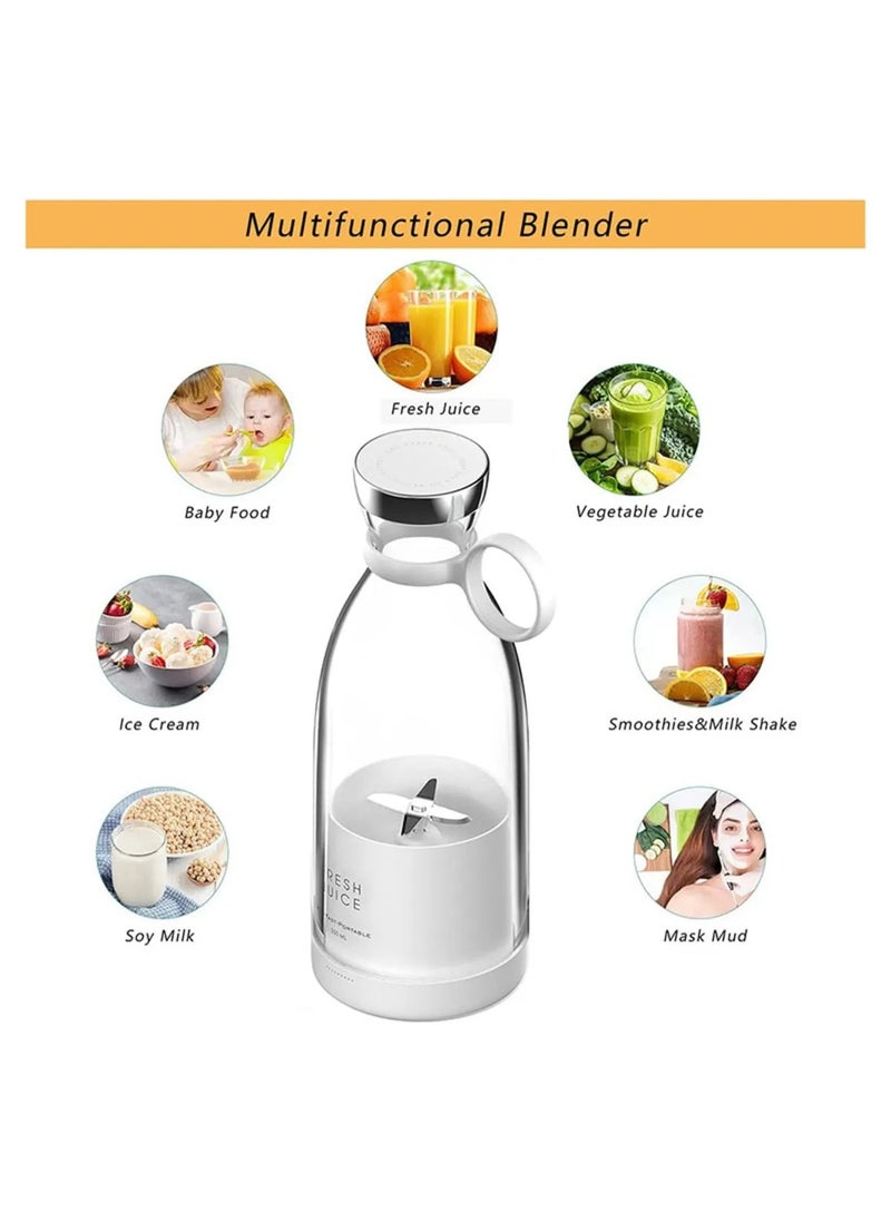 Rechargeable Portable Hand Blender 350ml White | USB Juicer & Smoothie Mixer | Compact & Powerful