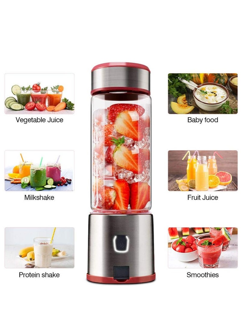 Moxedo Portable Juicer Blender USB Rechargeable 6 Stainless Steel Blades 15oz BPA Free Handheld Personal Mini Blender for Shake and Smoothies