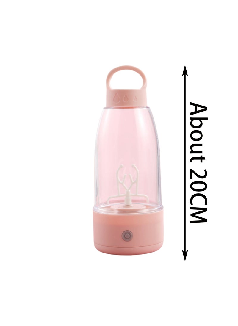 Pink Electric Protein Blender Cup 380ml, 100% Leak-Proof Blender - Usb Rechargeable Blender Bottle, Protein Mixing Shaker Bottle Made Of Safe Materials