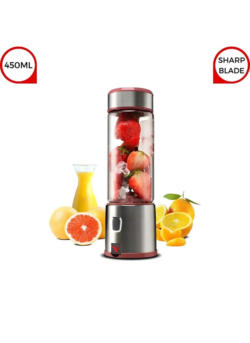 450 ML Portable Metal Personal Blender | Rechargeable, Sharp Blades for Smoothies, Shakes, and More | Compact and Convenient Design