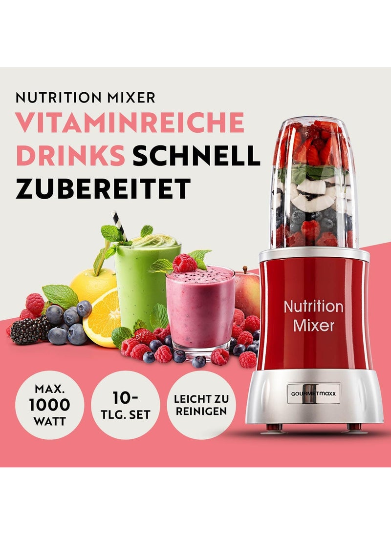 Nutrition Mixer - 11-Piece Smoothie Maker, Food Processor with Recipes and To-Go Lids