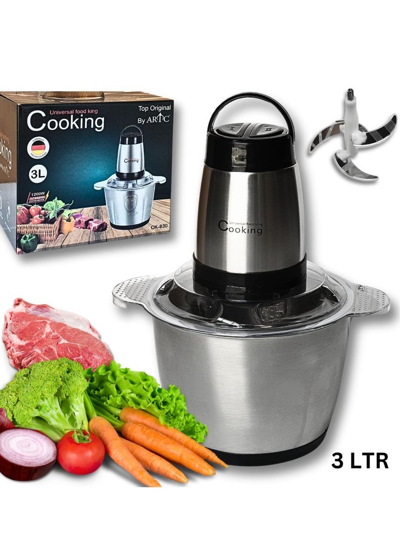 ARTC Food Chopper, Materializer, Processor And Electric Meat Grinder Machine Kitchen Aid Mini Food Processor Grinder for Meat Vegetables Fruits and Nuts Chopper 3 LTR, 1200W