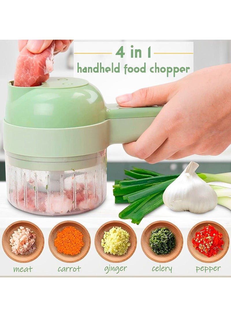 Rechargeable and Portable Food Chopper | 4 in 1 Multifunctional Slicer | Mini Handheld Electric Vegetable and Fruit Chopper | Wireless Masher and Food Cutter Set with 1200 mAh Battery