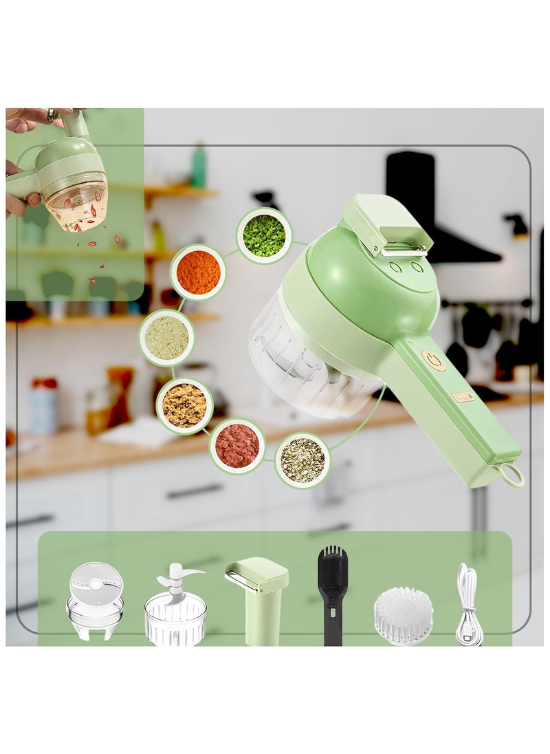 Rechargeable and Portable Food Chopper | 4 in 1 Multifunctional Slicer | Mini Handheld Electric Vegetable and Fruit Chopper | Wireless Masher and Food Cutter Set with 1200 mAh Battery