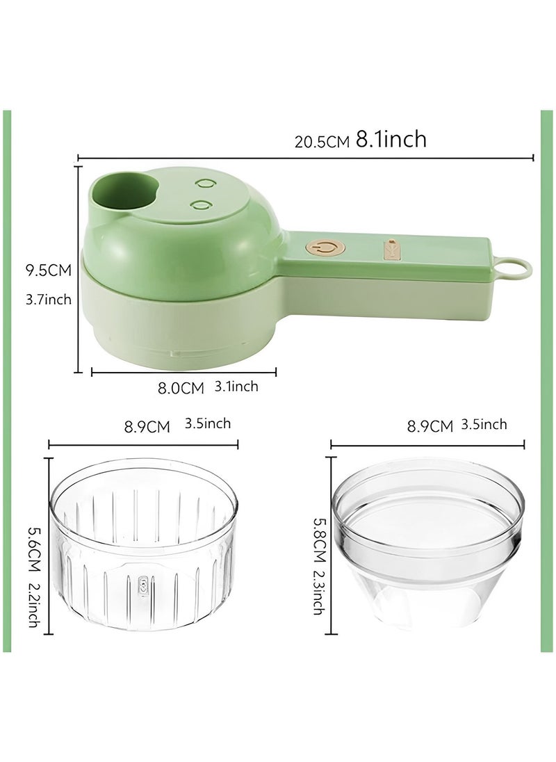 Rechargeable and Portable Food Chopper | 4 in 1 Multifunctional Slicer | Mini Handheld Electric Vegetable and Fruit Chopper | Wireless Masher and Food Cutter Set with 1200 mAh Battery