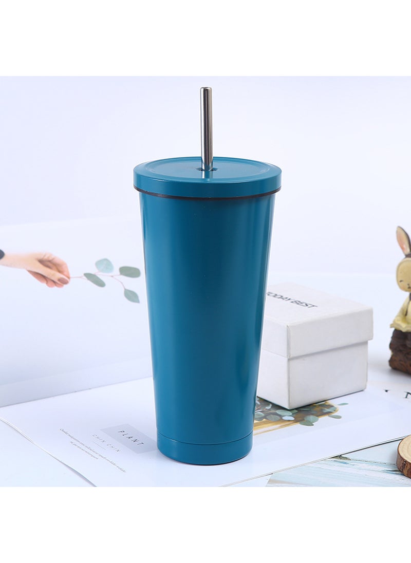 304 Stainless Steel Straw Cup Large Capacity Vacuum Coffee Mug Double Layer Car Tumbler Gift Green