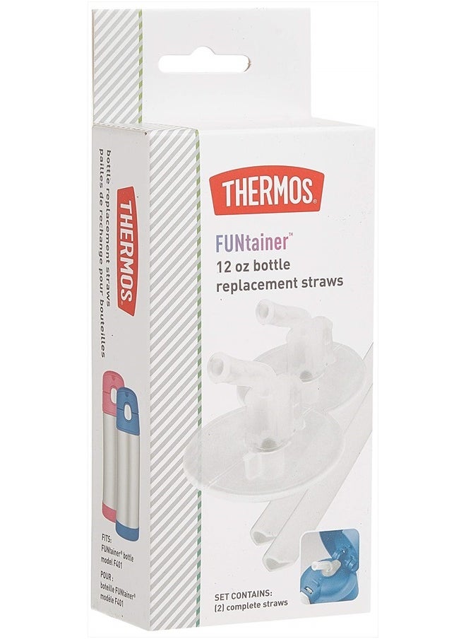 Thermos Replacement Straws for 12 Ounce Funtainer Bottle, Clear, 2 Count