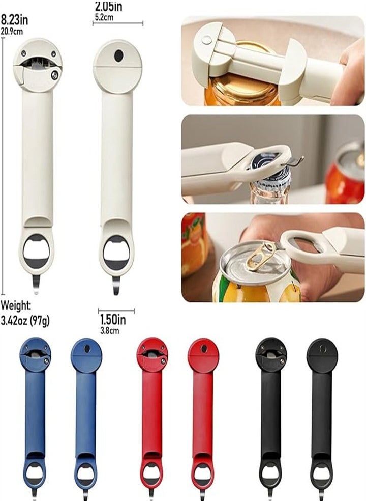 Adjustable can opener bottle opener, suitable for most sizes, labor-saving and convenient to use, jar lid remover, stainless steel gear, home restaurant, camping bar, suitable for weak hands, arthritic hands, red 1pc