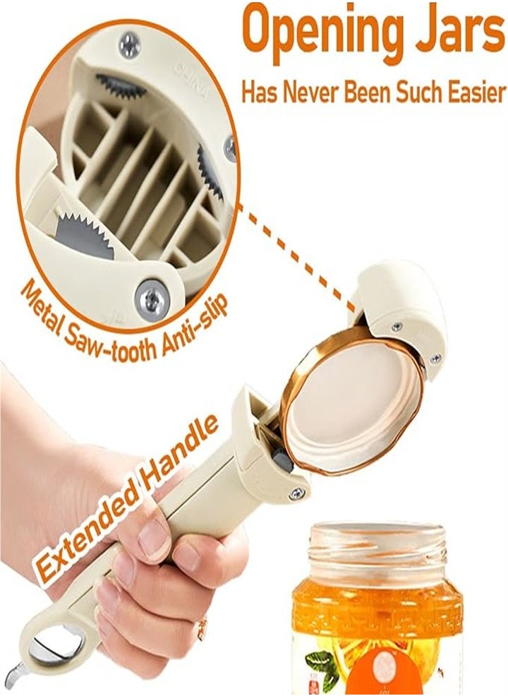 Adjustable can opener bottle opener, suitable for most sizes, labor-saving and convenient to use, jar lid remover, stainless steel gear, home restaurant, camping bar, suitable for weak hands, arthritic hands, red 1pc