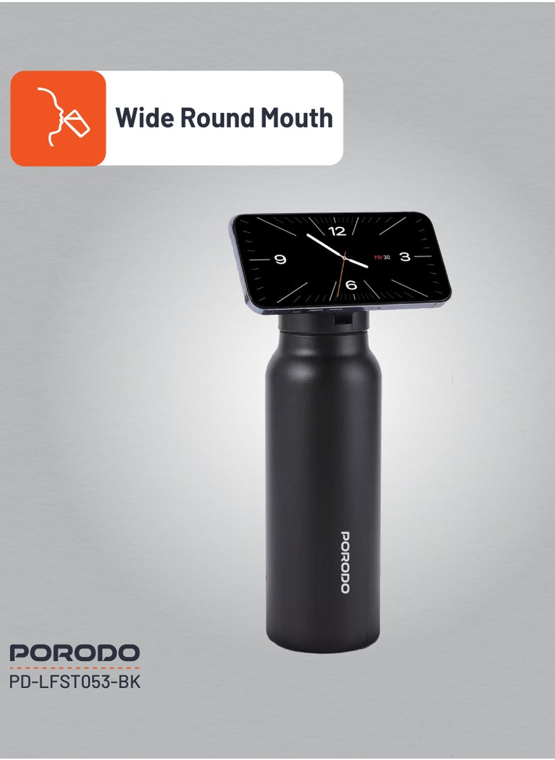 Magnetic Mount Water Bottle 700ml / Works With Magsafe / Stable / Double Wall / Keeps Cold and Warm - Black