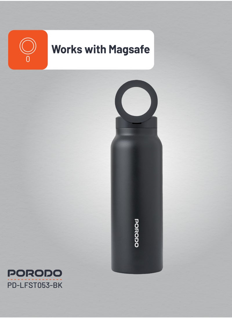 Magnetic Mount Water Bottle 700ml / Works With Magsafe / Stable / Double Wall / Keeps Cold and Warm - Black